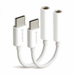 Techsuit Adaptor Audio USB-C - 3.5mm Techsuit AC18 MusicBox, Alb, Set 2 bucati - gsmboutique