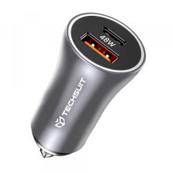 Techsuit Incarcator Auto Techsuit C3 RescueVolt, 48W, 3A, 1 x USB-A - 1 x USB-C, Gri - gsmboutique