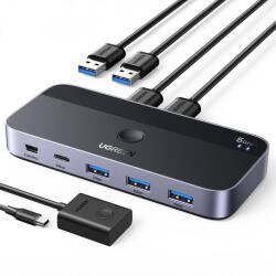 UGREEN Switch USB UGREEN CM662, 3 x USB-A 3.0 - 1 x USB-C - 1 x miniUSB, Negru - gsmboutique
