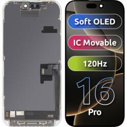 MP Display cu Touchscreen MP compatibil cu Apple iPhone 16 Pro, cu Rama, Versiune Soft OLED FHD 120Hz IC Movable, Negru - gsmboutique