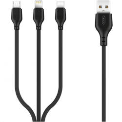 XO Design Cablu Incarcare USB-A - Lightning / microUSB / USB-C XO Design NB103 3in1, 10W, 1m, Negru - gsmboutique