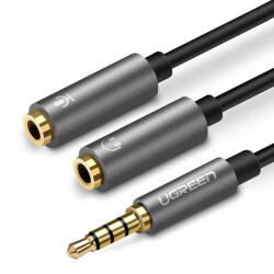 UGREEN Adaptor Audio 3.5mm - 2 x 3.5mm UGREEN AV141, 0.2m, Gri - gsmboutique