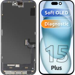 MP Display cu Touchscreen MP compatibil cu Apple iPhone 15 Plus, cu Rama, Versiune Soft OLED FHD Diagnostic, Negru - gsmboutique