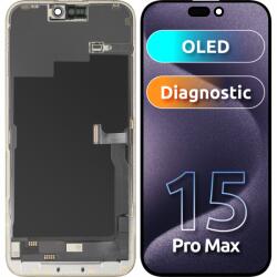 MP Display cu Touchscreen MP compatibil cu Apple iPhone 15 Pro Max, cu Rama, Versiune OLED FHD Diagnostic, Negru - gsmboutique