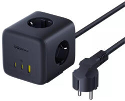 Baseus Prelungitor Baseus EnerFill FA11, 3 x Schuko - 1 x USB-A - 2 x USB-C, Negru E00082100123-00 (E00082100123-00)