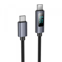 hoco. Cablu Date si Incarcare USB-C - USB-C HOCO Display X112, 60W, 1m, Negru - gsmboutique
