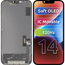 MP Display cu Touchscreen MP compatibil cu Apple iPhone 14, cu Rama, Versiune Soft OLED FHD 120Hz IC Movable, Negru - gsmboutique
