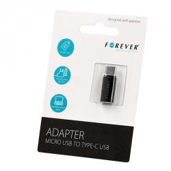 Forever Adaptor Date si Incarcare microUSB - USB-C Forever, Negru - gsmboutique