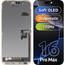MP Display cu Touchscreen MP compatibil cu Apple iPhone 16 Pro Max, cu Rama, Versiune Soft OLED FHD Diagnostic, Negru