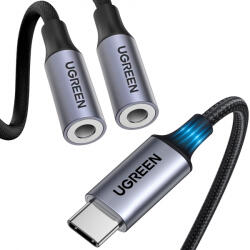 UGREEN Adaptor Audio Splitter USB-C - 2 x 3.5mm UGREEN AV144 2in1, 0.20m, Gri - gsmboutique