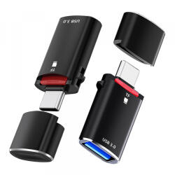 Techsuit Cititor Card USB-C Techsuit AluVoltX, USB-A (OTG) - microSD, Negru