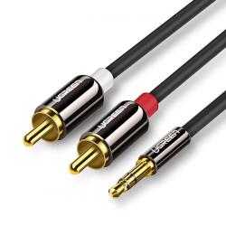 UGREEN Cablu Audio 3.5mm - 2 x RCA UGREEN AV116, 1m, Negru - gsmboutique
