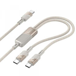 hoco. Cablu Date si Incarcare USB-C - 2 x USB-C HOCO U139 2in1, 100W, 1.2m, Auriu - gsmboutique