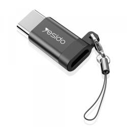 Yesido Adaptor Date si Incarcare microUSB - USB-C Yesido GS04, Negru - gsmboutique