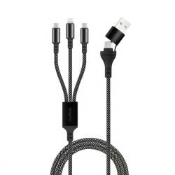 Maxlife Cablu Incarcare USB-A / USB-C - Lightning / USB-C MaXlife 3in1, 66W, 1m, Negru - gsmboutique