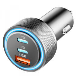 Techsuit Incarcator Auto Techsuit C6 DriveBoost, 60W, 3A, 1 x USB-A - 2 x USB-C, Argintiu - gsmboutique