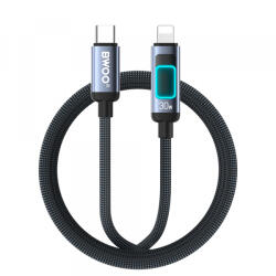 BWOO Cablu Date si Incarcare USB-C - Lightning BWOO X324CL Display, 30W, 1m, Negru - gsmboutique