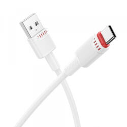 BOROFONE Cablu Date si Incarcare USB-A - USB-C Borofone BX110 Beneficio, 18W, 1m, Alb - gsmboutique
