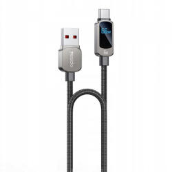 Yesido Cablu Date si Incarcare USB-A - USB-C Yesido CA128C Display, 66W, 1.2m, Negru - gsmboutique