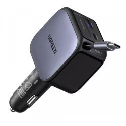 UGREEN Incarcator Auto Cu Cablu USB-C UGREEN EC603, 90W, 3A, 1 x USB-A - 1 x USB-C, Gri