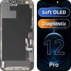 MP Display cu Touchscreen MP compatibil cu Apple iPhone 12 / 12 Pro, cu Rama, Versiune Soft OLED FHD Diagnostic, Negru