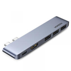 UGREEN Hub USB-C UGREEN pentru Apple MacBook Pro / Air Series, 3 x USB-A 3.0 - 1 x USB-C - 1 x HDMI, Gri (60559)