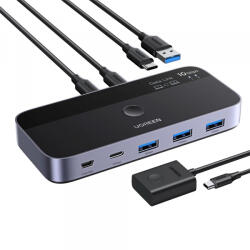 UGREEN Switch USB UGREEN CM691 (45784), 3 x USB-A 3.2 - 1 x USB-C - 1 x miniUSB, Negru - gsmboutique
