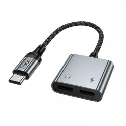 hoco. Adaptor Audio USB-C - USB-C / USB-C HOCO UPA34A, Gri