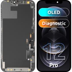 MP Display cu Touchscreen MP compatibil cu Apple iPhone 12 / 12 Pro, cu Rama, Versiune OLED Diagnostic, Negru - gsmboutique