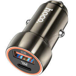 hoco. Incarcator Auto HOCO Z46A, 20W, 3A, 1 x USB-A - 1 x USB-C, Gri - gsmboutique