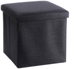 AdTrend Taburet cu spatiu depozitare, pliabil, textil negru Amely 38 x 38 x 38 cm (126905B)