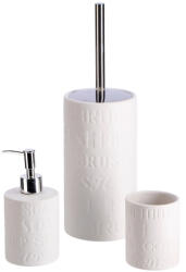 AdTrend Set perie toaleta, dispenser sapun, pahar periute dinti ceramica alba (125392C)