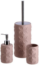 AdTrend Set perie toaleta, dispenser sapun, pahar periute dinti ceramica maro taupe Amely (125393A)