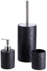 AdTrend Set perie toaleta, dispenser sapun, pahar periute dinti ceramica neagra (125392A)