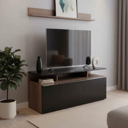 FDY Comoda TV Temaro, nuanta negru lucios-nuc, 117 x 40 x 48 cm