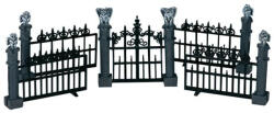  Lemax gargoyle fence s/5 Spooky Town 2004
