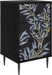 vidaXL Dulap de noapte DOKKUM Stejar Negru 36 x 33 x 61 cm GartenMobel Dekor (8007325)