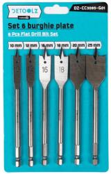 Detoolz Set 6 burghie plate pentru lemn Detoolz, 10-25 mm (DZ-CC3085-G01)