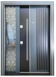NOVO DOORS Usa metalica dubla de exterior cu izolatie si vizor Novo Doors NDS1000, Din compozit, 2 yale, Kit complet, Pentru case (Culoare: Gri deschis, Sens deschidere: Stanga) (NDS1000GRID140ORST)