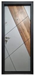NOVO DOORS Usa metalica de apartament cu izolatie si vizor Novo Doors First Class NDFC23, Deschidere Stanga Dreapta, Dimensiune 200X88 cm, Tabla 1.2 mm, Kit complet, Gri deschis cu insertie stejar (Sens deschide