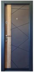 NOVO DOORS Usa metalica de apartament cu izolatie si vizor Novo Doors First Class NDFC05, Deschidere Stanga Dreapta, Dimensiune 200X88 cm, Tabla 1.2 mm, Kit complet, Gri antracit cu insertie Stejar (Sens deschid