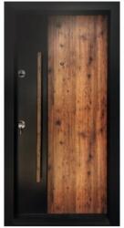 NOVO DOORS Usa metalica de exterior cu izolatie si vizor Novo Doors NDA4, Din compozit, 2 yale, Kit complet, Pentru case, Negru perlat cu stejar auriu (Dimensiune: 88 cm, Sens deschidere: Stanga) (NDA4NG88ORST)