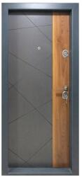 NOVO DOORS Usa metalica de apartament cu izolatie si vizor Novo Doors First Class NDS05, Deschidere Stanga Dreapta, Dimensiune 200X88 cm, Tabla 1.2 mm, Kit complet, Gri antracit cu insertie Stejar (Sens deschide