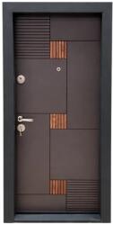 NOVO DOORS Usa metalica de apartament cu izolatie si vizor Novo Doors First Class NDS06, Deschidere Stanga Dreapta, Dimensiune 200X88 cm, Tabla 1.2 mm, Kit complet, Gri antracit cu insertie Stejar (Sens deschide