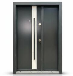 NOVO DOORS Usa metalica dubla de exterior cu izolatie si vizor Novo Doors NDA1D, Din compozit, 2 yale, Kit complet, Pentru case, Gri antracit cu gri deschis (Dimensiune: 120 cm, Sens deschidere: Stanga) (NDA1DGA