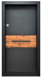 NOVO DOORS Usa metalica de exterior cu izolatie si vizor Novo Doors NDA2, Din compozit, 2 yale, Kit complet, Pentru case, Gri antracit cu insertie stejar (Sens deschidere: Stanga) (NDA2GAORST)
