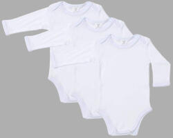 drool Set 3 body-uri din bumbac albe cu maneca lunga Drool (Marime: 6-12 Luni)