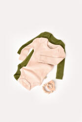 BabyCosy Set 2 body-uri cu maneca lunga bebe unisex din bumbac organic si modal - Verde/Blush, BabyCosy (Marime: 6-9 luni)