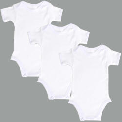 drool Set 3 body-uri din bumbac albe cu maneca scurta Drool (Marime: 12-18 Luni)