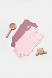 BabyCosy Set 2 body-uri fara maneci Bamboo, roz, BabyCosy, 50% bambus+50% bumbac (Marime: 3-6 Luni)